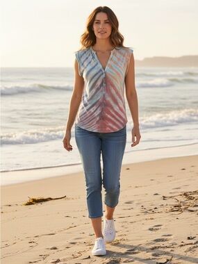 Young Fabulous & Broke Loni Tie-Dye Sleeveless Tee Small